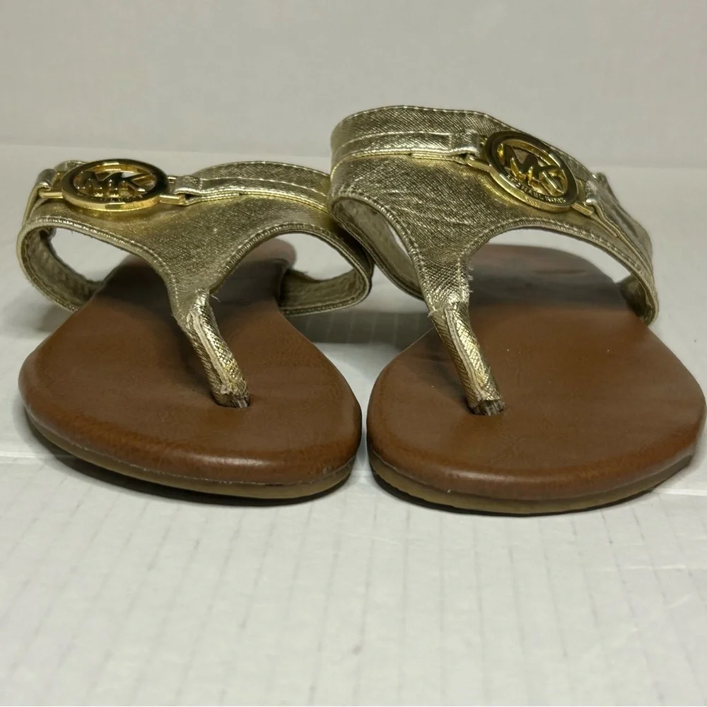 Girls Size 1 Gold Sandals MICHAEL KORS Thong Velcro Kids Shoes